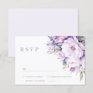 Betoverde Lavendel Paarse Bloemen Bruiloft RSVP Kaartje