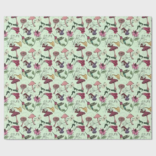 Betoverde Lentetuin Hummingbird Floral Cadeaupapier (Vlak)