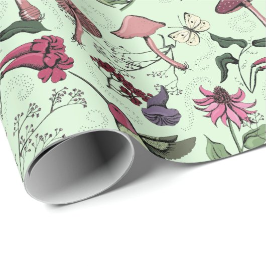 Betoverde Lentetuin Hummingbird Floral Cadeaupapier (Rol Hoek)
