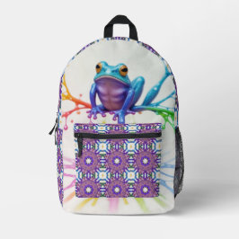 Betoverde levendige kunstenaar Frog Bedrukte Rugzak