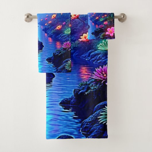 Betoverde levendige River Forest Dream Bad Handdoek (Insitu)
