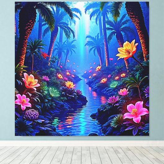Betoverde levendige River Forest Dream Canvas Afdruk (Insitu (Houten vloer))