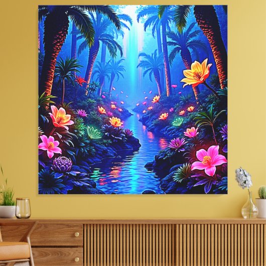 Betoverde levendige River Forest Dream Canvas Afdruk (Insitu (Woonkamer))