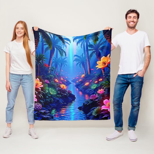 Betoverde levendige River Forest Dream Fleece Deken (In situ)