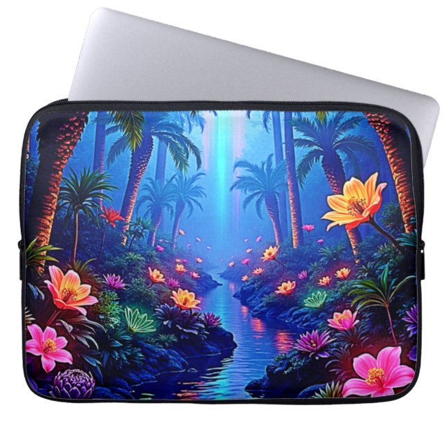 Betoverde levendige River Forest Dream Laptop Sleeve (Voorkant)