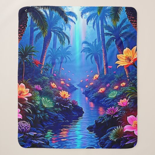 Betoverde levendige River Forest Dream Sherpa Deken (Voorkant)