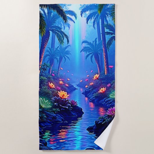 Betoverde levendige River Forest Dream Strandlaken (Voorkant)