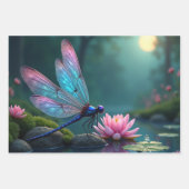 Betoverde Libelle Bloemenset Inpakpapier Vel (Voorkant 2)