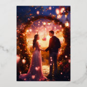 Betoverde Liefde: Magische Paar Bruiloft Kaart (Voorkant)