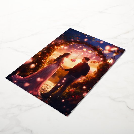 Betoverde Liefde: Magische Paar Bruiloft Kaart (Gedraaid)