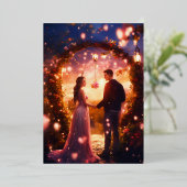 Betoverde Liefde: Magische Paar Bruiloft Kaart (Staand Voorkant)