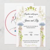 Betoverde liefde, vier je bruiloft kaart (Voorkant / Achterkant)