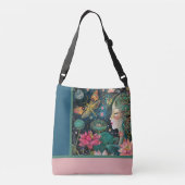 Betoverde Lotus Blossoms Crossbody Canvas tas (Achterkant)