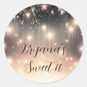 Betoverde luchtboomgloed  sterren & wolken ronde sticker
