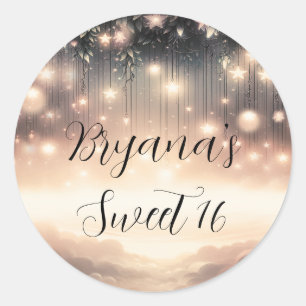 Betoverde luchtboomgloed  sterren & wolken ronde sticker