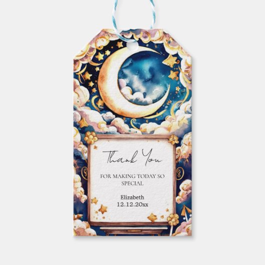 Betoverde maan hemels Baby shower Cadeaulabel (Voorkant)