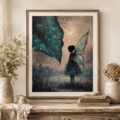 Betoverde Maanverlichte Bladfee Fantasie Kunst Poster