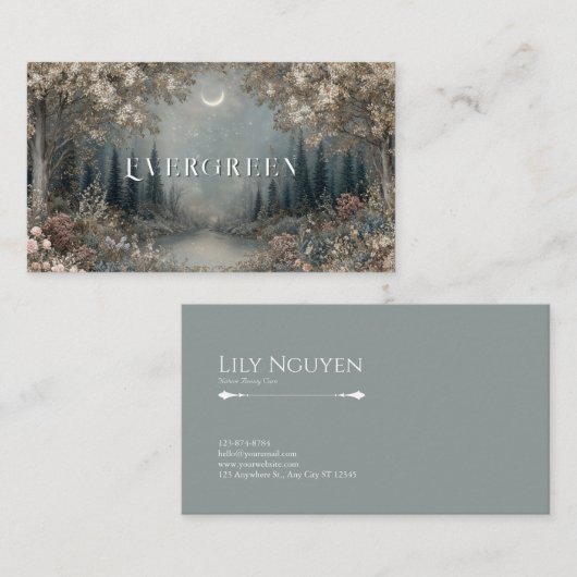 Betoverde maanverlichte bos sprankelende nacht visitekaartje (Voorkant / Achterkant)