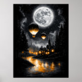 Betoverde maanverlichte vlucht -  heteluchtballon poster (Voorkant)