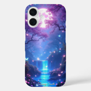 Betoverde maanverlichte waterval fantasie telefoon iPhone 16 hoesje