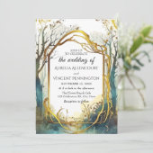 Betoverde Magische Bos Bruiloft Goud Lijst Kaart (Staand voorkant)