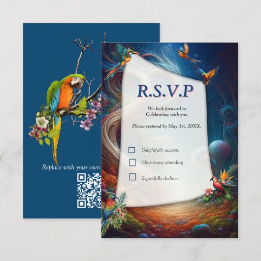 Betoverde Magische Fantasie Creaties RSVP Kaartje (Voorkant / Achterkant)