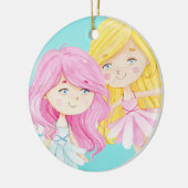 Betoverde magische feeën zusters kerst keramisch ornament (Links)