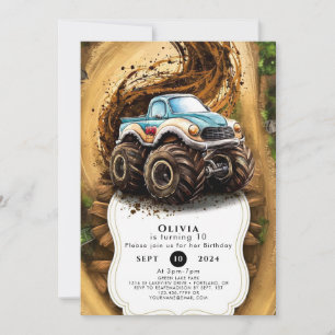 Betoverde Magische Kinderen Monster Truck Verjaard Kaart