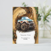 Betoverde Magische Kinderen Monstertruck Verjaarda Bedankkaart (Staand voorkant)