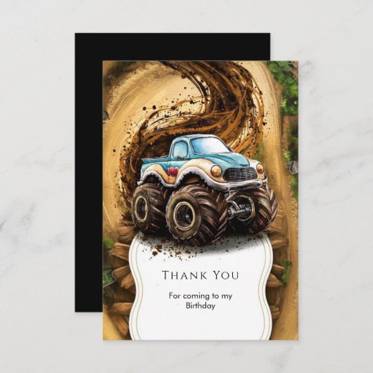 Betoverde Magische Kinderen Monstertruck Verjaarda Bedankkaart (Voorkant / Achterkant)