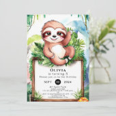 betoverde magische luiaard verjaardag kaart (Staand voorkant)