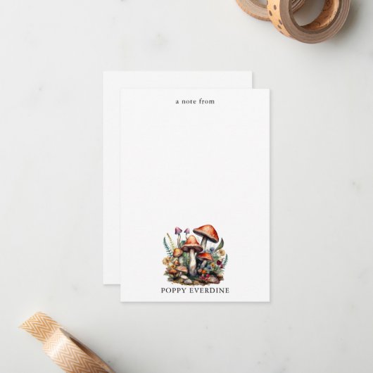 Betoverde Magische Paddenstoelen Persoonlijke Kind Notitiekaartje (Voorkant / Achterkant in situ)