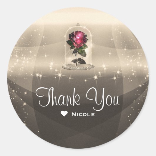  betoverde magische rode roos verjaardagsfeestje ronde sticker (Voorkant)