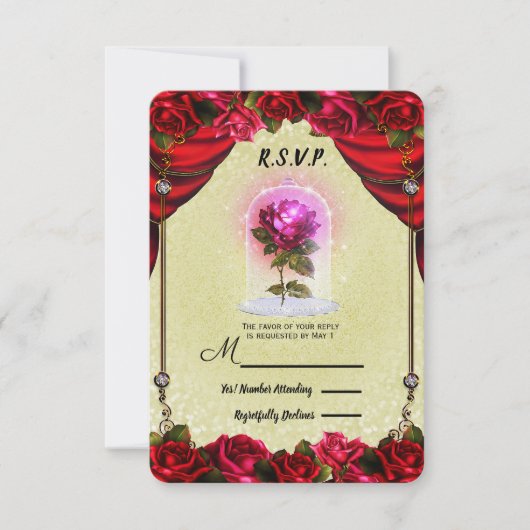 Betoverde Magische Roos Gele & Rode Rozen RSVP (Voorkant)