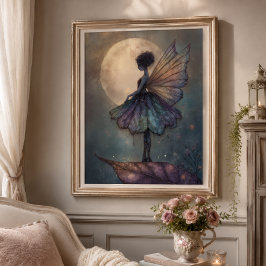 Betoverde Maneschijn Fee Waterverf Fantasie Kunst Poster