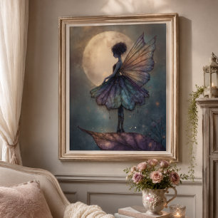 Betoverde Maneschijn Fee Waterverf Fantasie Kunst Poster
