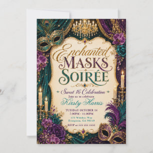 Betoverde Masks Soiree Sweet 16 Feest Kaart