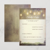 Betoverde Mason Jar Lights Bruiloft RSVP Kaartje (Voorkant / Achterkant)