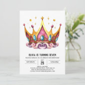 Betoverde meisje prinses kroonverjaardag kaart (Staand voorkant)