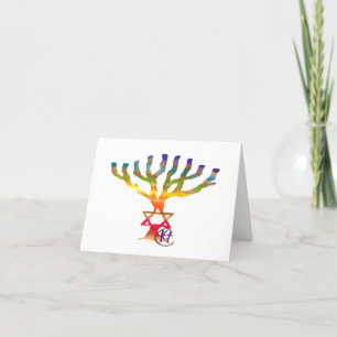 Betoverde Menorah Tree Chanoeka Kaart