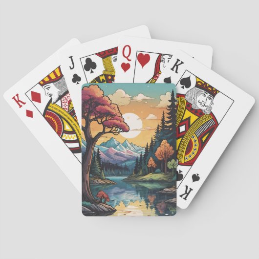 Betoverde Merenlandschap Sereniteit Zonsondergang  Pokerkaarten (Achterkant)