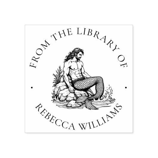 Betoverde Merman uit de bibliotheek van Ocean King Rubberstempel (Afrduk)