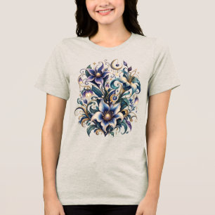 Betoverde Middernacht Tuin: Lichtgevend Blauw en G Tri-Blend Shirt