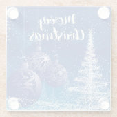 Betoverde Midnight Blue & White Vrolijk Kerstfeest Glazen Onderzetter (Achterkant)