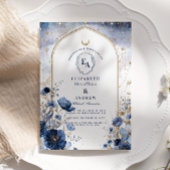 Betoverde Midnight Botanical Arch Wedding Kaart