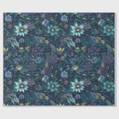 Betoverde Midnight Garden  Bloemen Decoupage Cadeaupapier (Vlak)