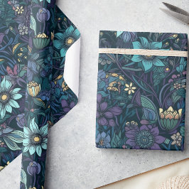 Betoverde Midnight Garden Bloemen Decoupage Cadeaupapier