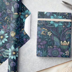 Betoverde Midnight Garden  Bloemen Decoupage Cadeaupapier