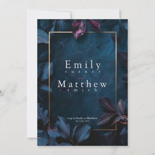 Betoverde Midnight Garden bruiloft Kaart (Achterkant)