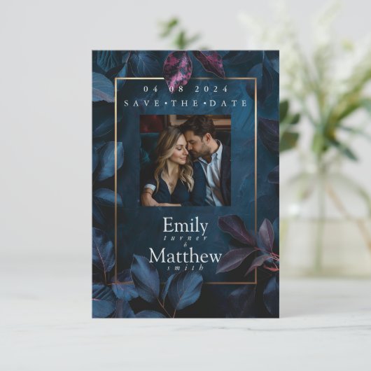 Betoverde Midnight Garden bruiloft Save The Date (Staand voorkant)